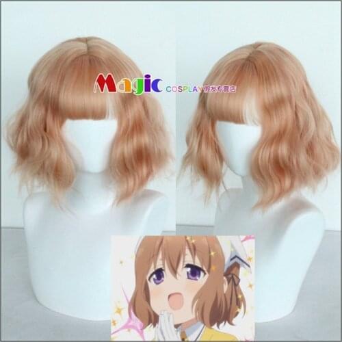 Anime Blend S Burendo Esu Mafuyu Hoshikawa Cosplay Wig Gold Orange Short Curly Wavy Synthetic Wigs with Free Wig Cap