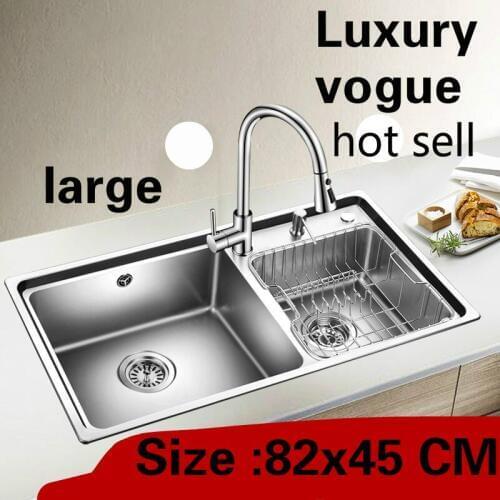 Free shipping Apartment standard kitchen double groove sink do the dishes 304 stainless steel big hot sell 820x450 MM
