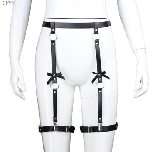 SM Women Bow Leather Sling Bondage Pants BDSM Couples Adult Sex Toy Rivet Restraint Body Harness Fetish Cosplay
