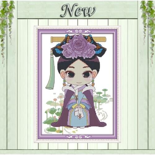 Zhen Huan cartoon Costume beauty girl painting counted print on canvas DMC 14CT 11CT Cross Stitch Needlework Set Embroidery kits