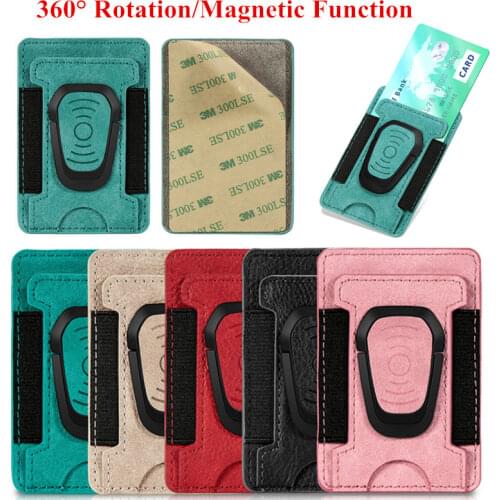 360 Rotation Adhesive Back Stand Sticker Wallet Purse Credit Card Phone Holder Car Magnetic Finger Ring for iPhone 8Plus SE 2020