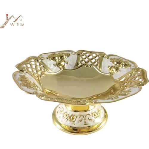 IMUWEN Elegant Hollow Golden Plated Dried Fruit Plate Snack Tray Luxury Home Fruit Bowl