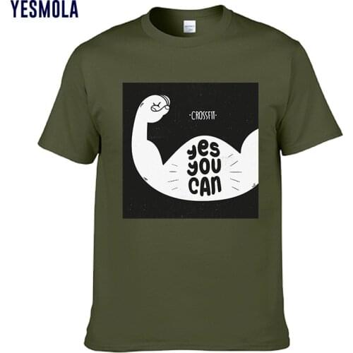 YESMOLA Men T-shirt Cotton Print Letter Tshirt Yes You Can Unisex Short Sleeves Tops Summer Casual Streetwear Oversized Tshirt