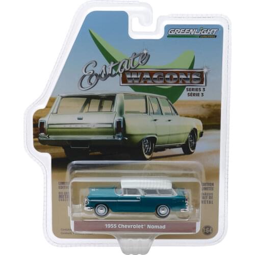 GreenLight 1:64 Estate Wagons 3 - 1955 Chevrolet Nomad Collection Metal Die-Cast Simulation Model Cars Toys