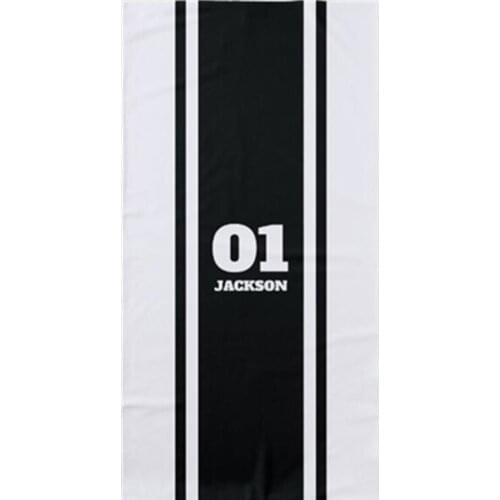 Interesting black and white stripe sports beach towel personalized name shower towel swimming novelty dad friend gift