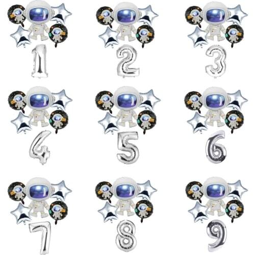 Outer Space Party Astronaut balloon Rocket Foil Balloons Galaxy Theme Party Boy Kids Birthday Party Decor Helium Globos