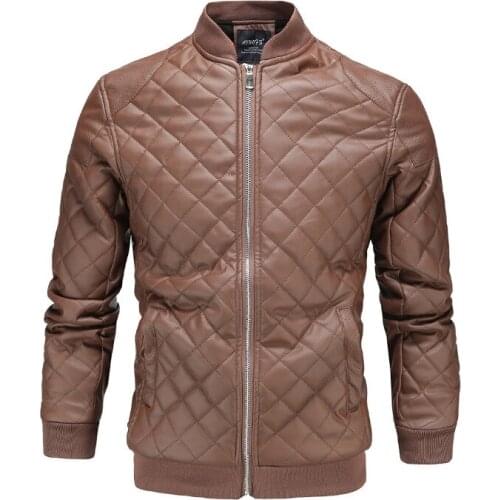 Fad Top quality PU Leather Jacket Autumn Winter British Style Motorcycle Leather Jacket Men Stand Zippers Coat Jacket Male