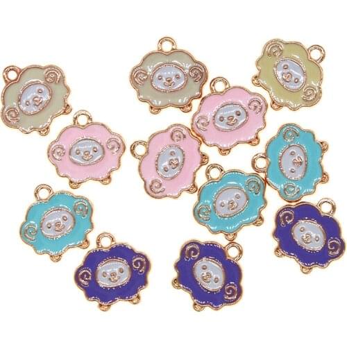 Cute Light color series Animal sheep Enamel Charms 13*14mm Pendant For DIY Jewelry Earrings Bracelets Necklace Finding New