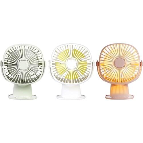Multi-function 3-in-1 Desktop Mini Usb Charging Fan Rotary 360 Degree Square Led Night Light Small Fan Personal Quiet Fan Fan