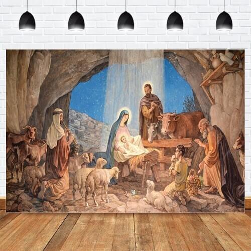 MOCSICKA Nativity Scene Photography Backdrop for Photocall Jesus Birth Religion Themed Photo Background Portrait Photographic