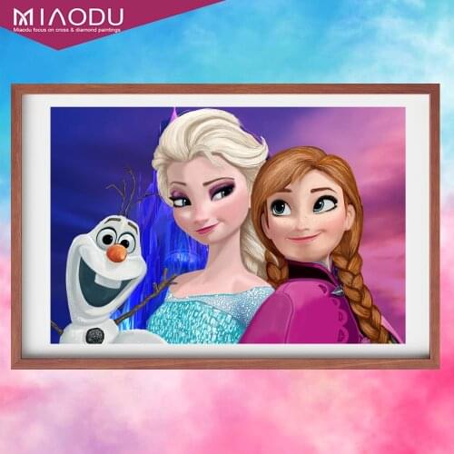 Disney Diy Diamond Painting Frozen Ice Sister Elsa&Anna Cartoon Cross Stitch Full Round Diamond Embroidery Diamond Mosaic Decor