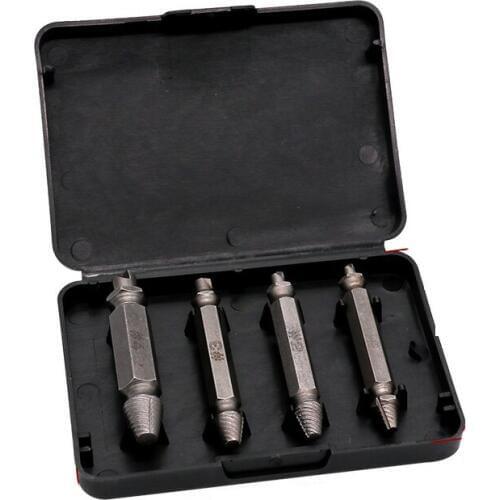 4pcs/set Damaged Screw Extractor Drill Bits Guide Set Broken Speed Out Easy out Bolt Stud Stripped Screw Remover Tool