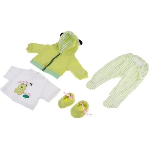 New Newborn Baby Doll Clothes Set Green for 22-23inch Reborn Doll Dress Up Accs Gift