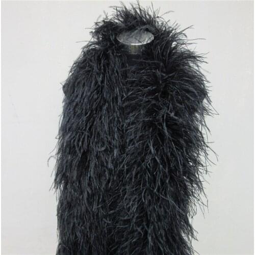 Wholesale 10 Layer Black Fluffy Ostrich Feather Boa Party Plumas De Faisan Christmas Craft Diy Jewelry Plume Plumas