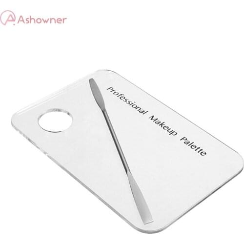 Ashower Makeup Mixing Palette Clear Acrylic Plates Makeup Set Women Stainless Steel Mixing Spatula For Foundation Eyeshadow