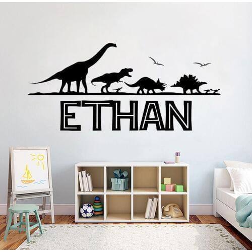 Personalized Name Custom Wall Decal Dinosaur Vinyl Stickers for Boys Bedroom Decoration Art Fashion Poster Z382