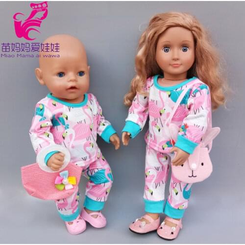 18 inch Girl Doll Pink Pajama Set 43cm Baby Doll Nightgown Children Play House Toys Wears