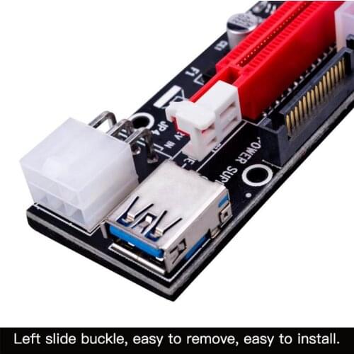 Usb 3.0 Pci-E Riser Ver 009S Express 1X 4X 8X 16X Extender Riser Adapter Card Sata 15Pin to 6 Pin Power Cable