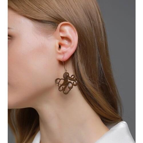 Gold/Coffee Colors Octopus Earring Stainless Steel Earrings for Women Dangle Earrings Devilfish Animal Pendant Jewelry Gifts