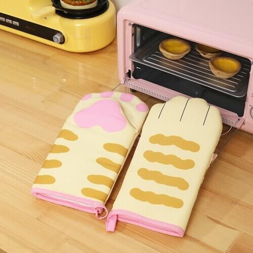 1pc Cute Oven Gloves Non-Slip Heat Resistant Kitchen Cooking Microwave Oven Mitts Potholder Bakeware BBQ Baking Accessories