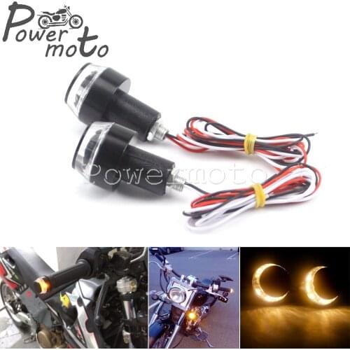 Motorcycle 22mm Handlebar End Turn Indicators Grip Plug Turn Signal Lights For Honda Yamaha Suzuki Kawasaki Amber LED Blinkers