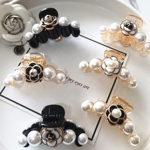 Exquisite Pearl Rose Hair Claws Woman Hairpins Hair Accessories Elegant Crystal Rhinestone Flowers Plastic Hair Clips Barrettes