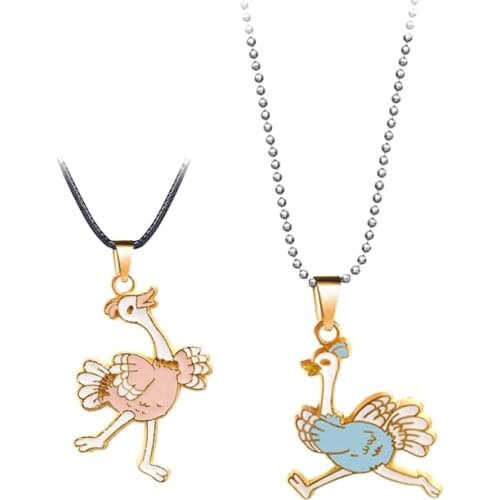 Ostrich Necklace Cute Girl Pendant Rope Metal Chain Choker Women Necklaces Charm Gifts Jewelry collares