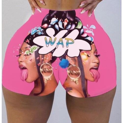 Women Sexy Tight Shorts Pattern Printed Casual Biker Shorts Fitness Booty Shorts Low Waisted Summer Clothes