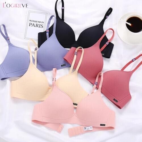 Logirlve Seamless Bra Women Brassiere Bralette Sexy Breathable Female Solid Color Lingerie Wireless Bras for Girl AB Small Cup