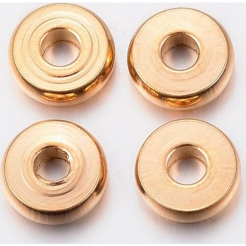 PandaHall 10pcs 6x1mm 304 Stainless Steel Metal Jewelry Findings Bead Spacers Donut