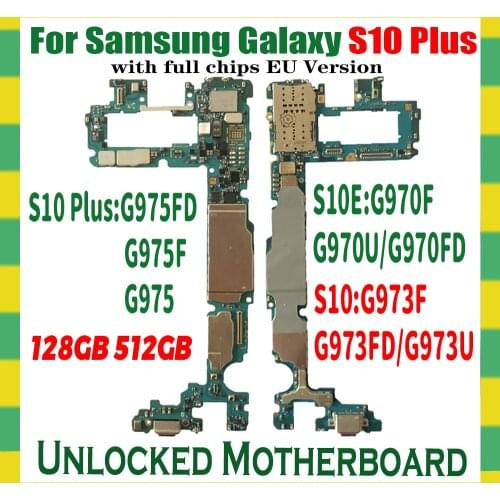 100% Original 512GB For Samsung Galaxy S10 Plus G975F G975FD G975U S10 G973F G973FD G973U S10E G970F G970FD G970U Motherboard