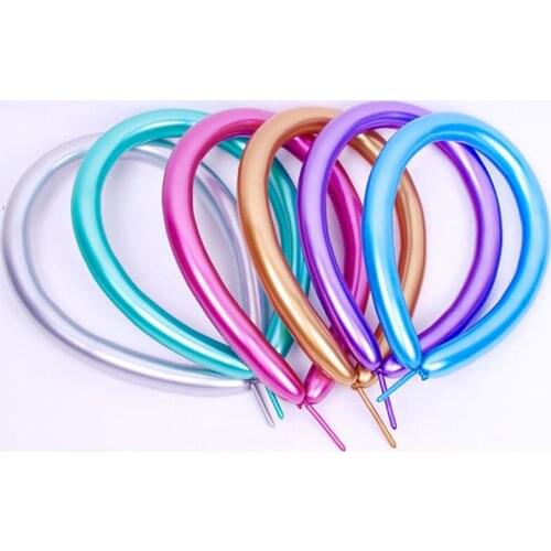 100pcs Metallic Latex Balloons Long Shape Metal Chrome Magic Tying Twisting Balloon Wedding Birthday Decoration Supplies wholesa