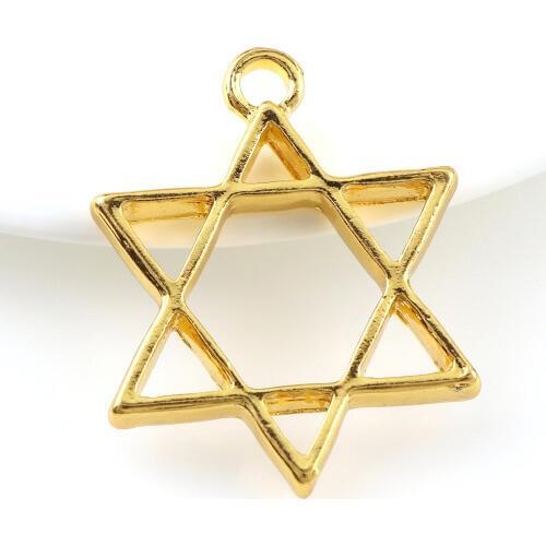 2PC Gold Color Metal Hollow Star Shape Frame Pendant Charm Bezel Setting DIY Cabochon Setting UV Resin Charm