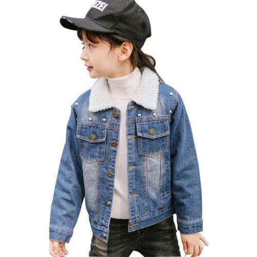 2018 Winter Baby Girls Denim Jacket Vintage Jeans Jackets For Girls Toddler Baby Cashmere Denim Jackets Girls Jacket BC211