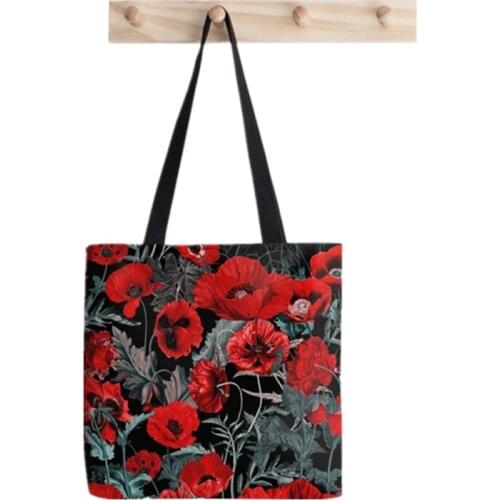 2021 Shopper Poppy Garden Cartoons Printed Tote Bag women Harajuku shopper handbag girl Shoulder shopping bag Lady Canvas Bag