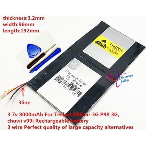 3.7V 8000mAh For Teclast X98 air P98 3G v99i Tablet PC Battery 3 wire Perfect 3296192