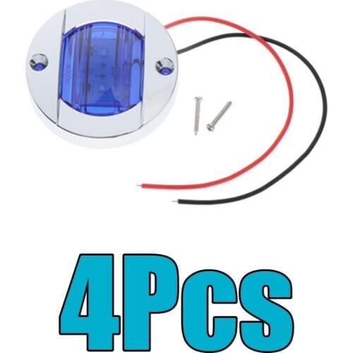 4Pcs Boat LED Stern Lights Anchor Navigation Lamps 12V 3 Inch Round Chrome