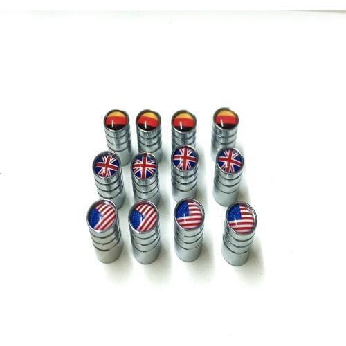 40Pcs/Lot Country Flag Logo Stainless Steel Caps Car Wheel Tire Valve Caps Tyre Dust Cap For USA UK Germany Flag