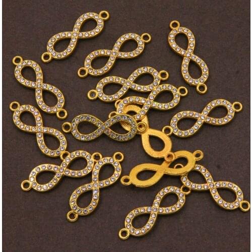 8pcs/lot 8 Shape Inlaid rhinestone Charm Connectors 34*10*3mm Ornament Pendant Accessories Fit Women Bracelets DIY Jewelry Makin