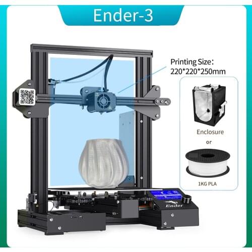 CREALITY 3D Printer Ender-3 DIY Kit 220*220*250mm Printing Size MK-8 Extruder Magnet Build Plate Printing MeanWell Power
