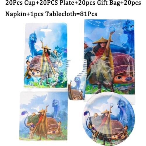 Disney Raya and The Last Dragon Party Theme Birthday Party Decorations Supplies Paper Cup Plates Napkins Banner/Flags For Kids