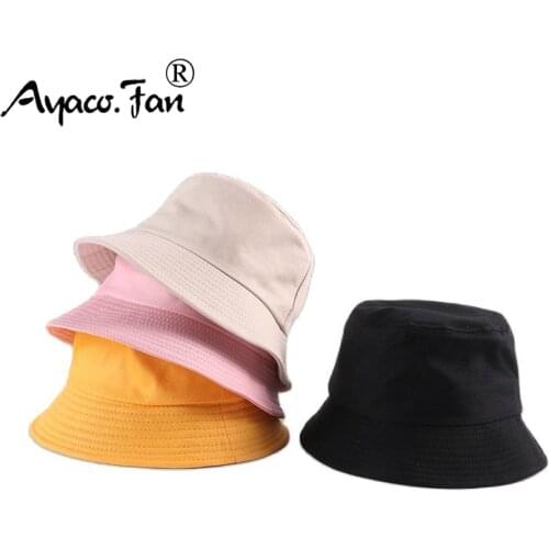 Women Simple Bucket Hat Solid Candy Colors Japanese Style Sun Hat Outdoor Men Beach Caps Unisex Fishermen Hat Hip Hop Female Cap