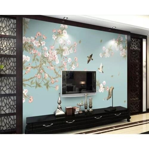 Beibehang Custom Photo Wallpaper Mural Begonia Flower New Chinese Hand-painted Mebi Flower Bird Wall papers home decor