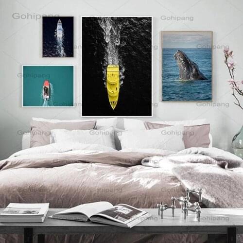 Deep Sea Whale Yacht Sea Fishing Entertainment Tourism Canvas Painting Nordic Poster and Prints Wall Picture Modern Home Decor