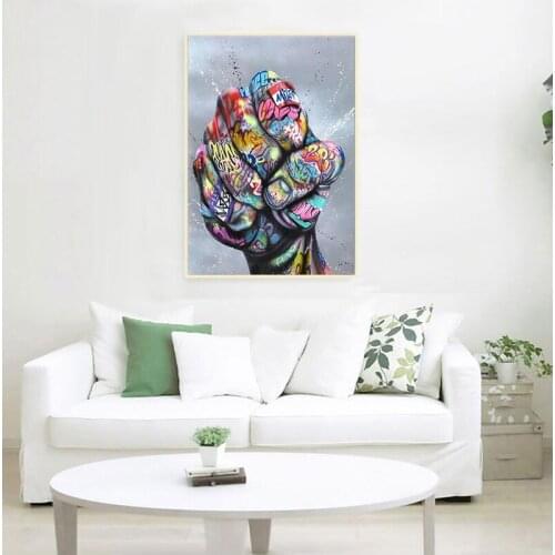 Graffiti Art Canvas Painting Fist Inspirational Posters and Prints on The Wall Art Picture for Living Room Cuadros Home Decor