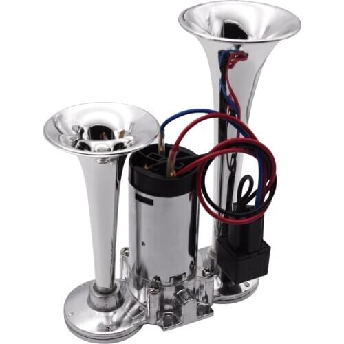 Motorcycle Car 12V Compressor Air Horn with Wires Relay Dual Trumpet 110DB Super Loud Horn Bocina for Boat Lorry Truck Auto