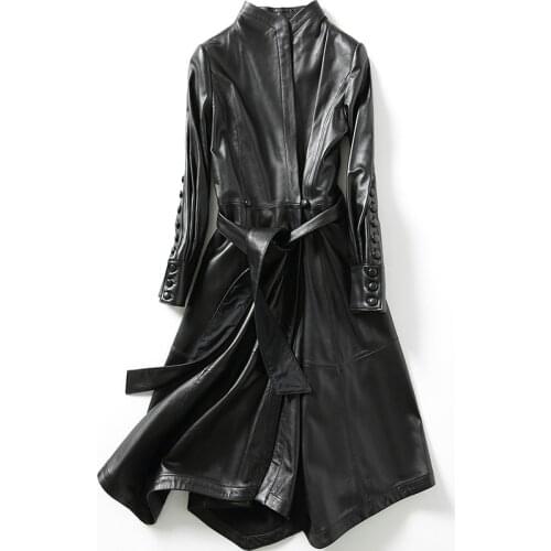 Genuine Leather Jacket Women Long Womens Sheepskin Coat Female Spring Autumn Coats and Jackets Korean 2021 Femme Veste Pph2107