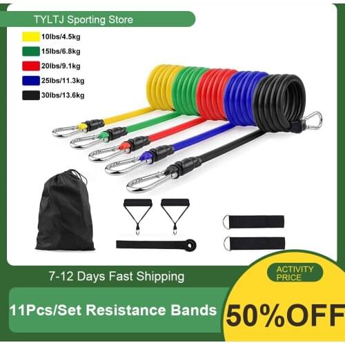 11Pcs/Set Latex Resistance Bands Crossfit Training Exercise Yoga Tubes Pull Rope Rubber Expander Elastic Bands Fitness Equipment