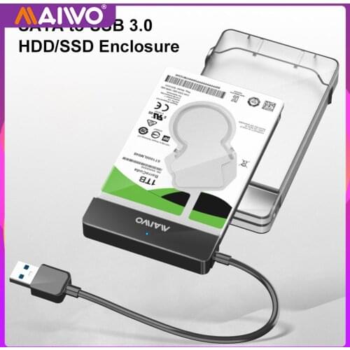 MAIWO K104 2.5 inch Hard Drive Enclosure USB 3.0 to SATA III II Adapter External SSD HDD Case UASP for Laptop Desktop PC