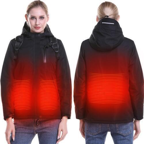 Mens Women Heated Jacket vest Coat USB Electric Battery Long Sleeves Hooded Jacket Warm winter Thermal outdoor Clothing Skiing